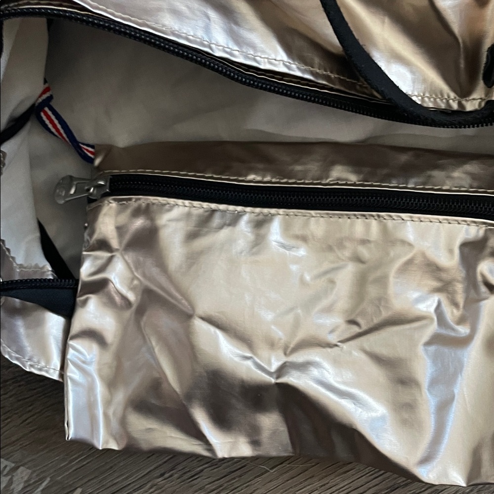 Jack Gomme Levant Tote Bag Champagne Metallic Shoulder Bag Travel Lightweight - Picture 11 of 12
